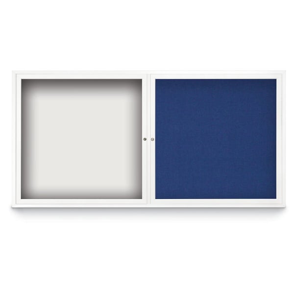 Corkboard, Single Door, Radius Frame, 18x24", Bronze/Cloud